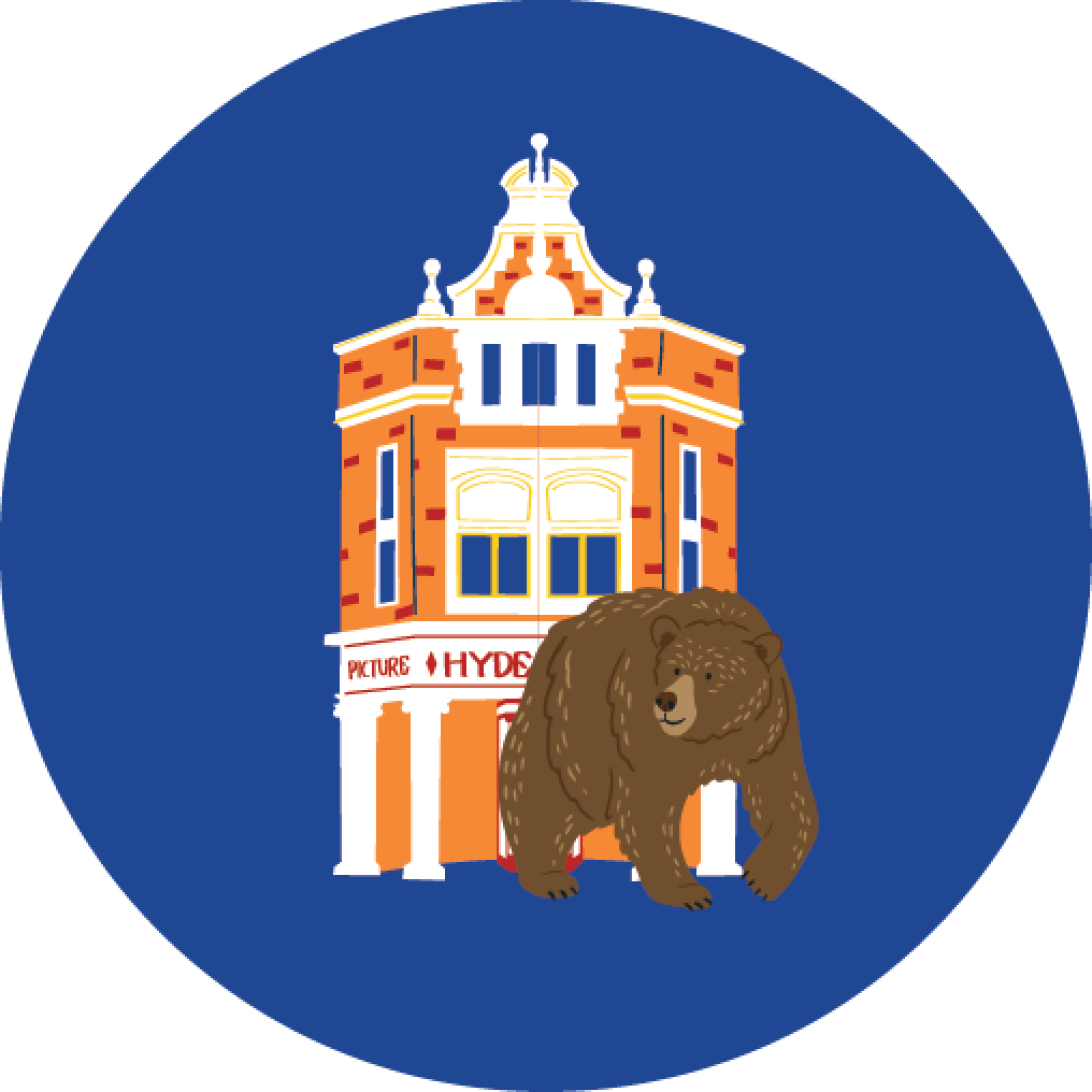 Illustration of a bear next to the Picture House